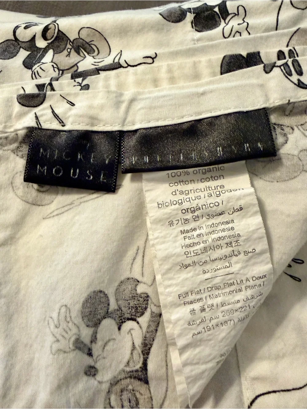Pottery Barn 100% Organic Cotton Mickey Mouse Sheet Set - Full Size
